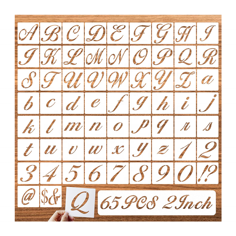 2 Inch Alphabet Stencil Set – Calligraphy, Cursive Letters, Numbers & Symbols