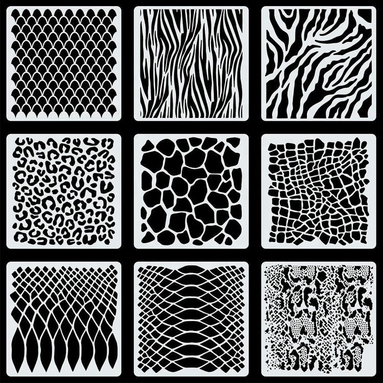 9PCS Animal Leopard Print Stencils