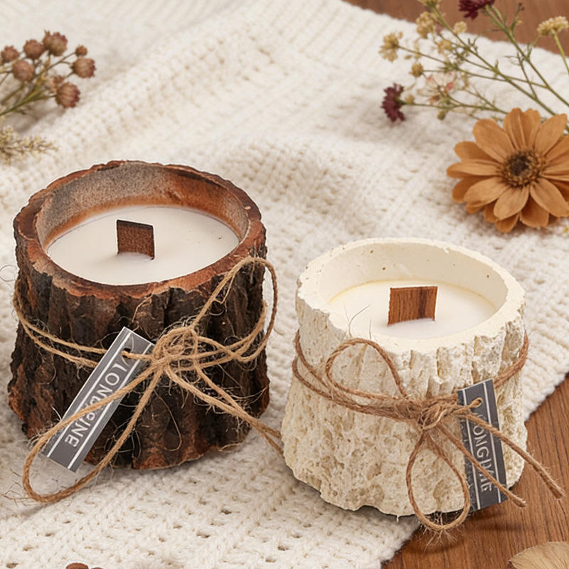 Small Wooden Stake Scented Candles — Handmade Mixed Wax