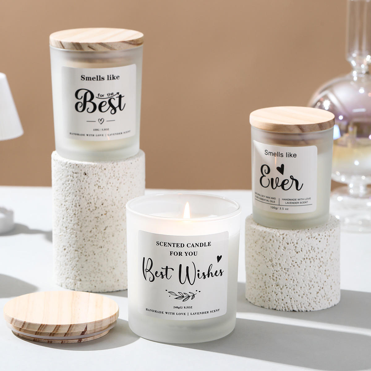 Organic Soy Scented Candle | Frosted Glass Jar & Bamboo Lid
