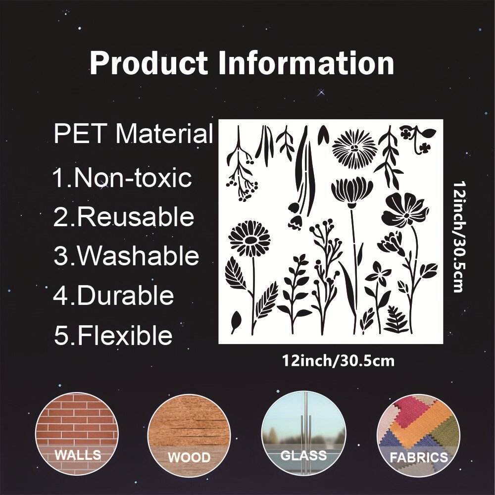4Pcs Wildflower Wall Painting Stencil