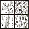 4Pcs Wildflower Wall Painting Stencil