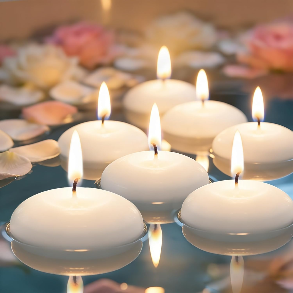 3 Inch White Floating Candles – Long Burning Dripless