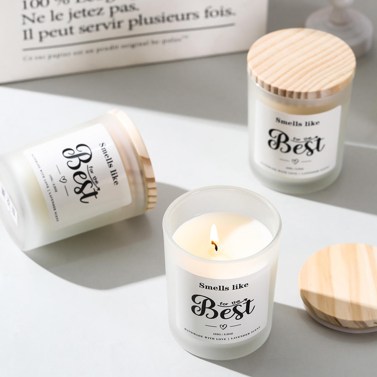 Organic Soy Scented Candle | Frosted Glass Jar & Bamboo Lid