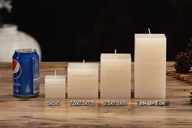 Handmade White Pillar Candle — Unscented Paraffin for Home Decoration