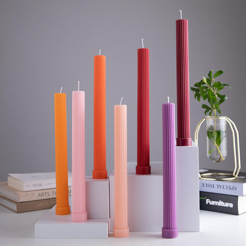 27cm Colorful Pillar Candle — Handcrafted Beeswax & Soy Wax
