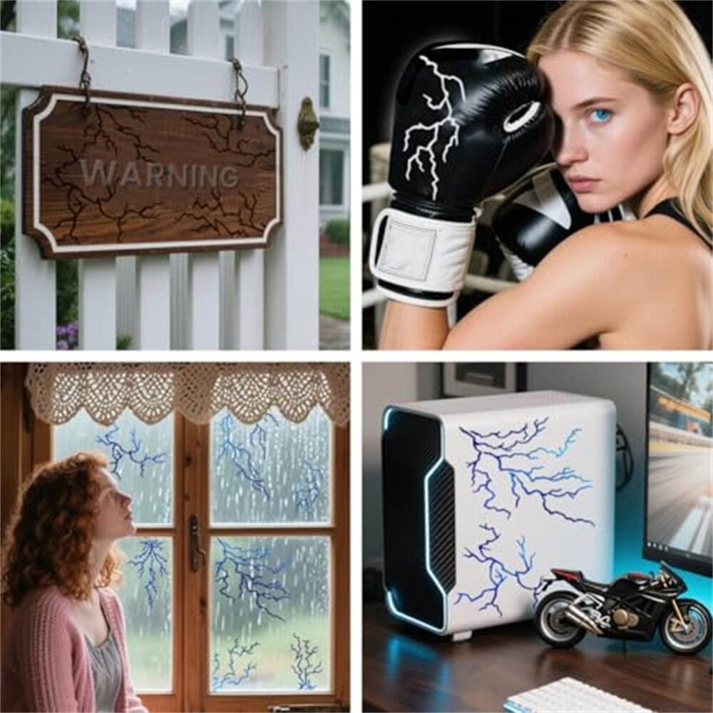 4PCS Lightning DIY Stencil Set — 12×12 Inch Reusable Plastic Templates for Walls & Wood