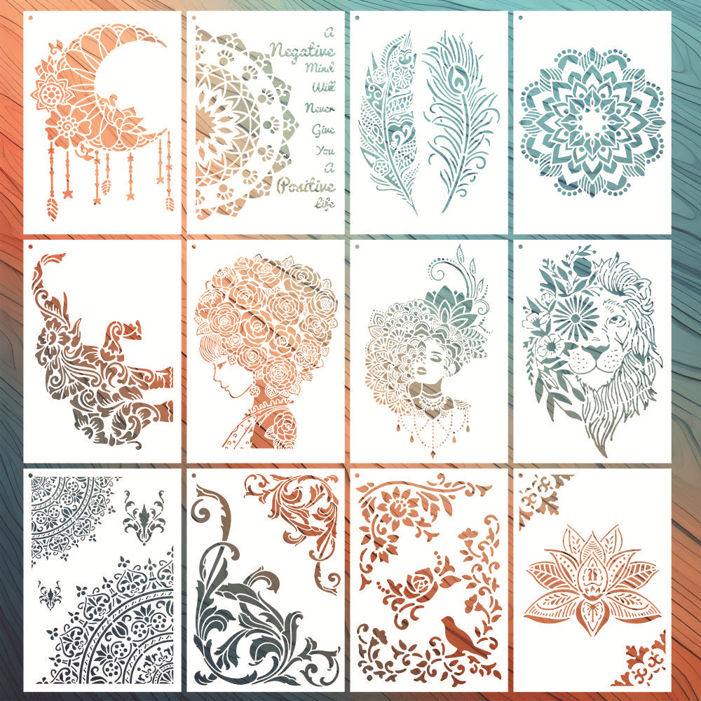 12-Piece Mandala Stencil Set
