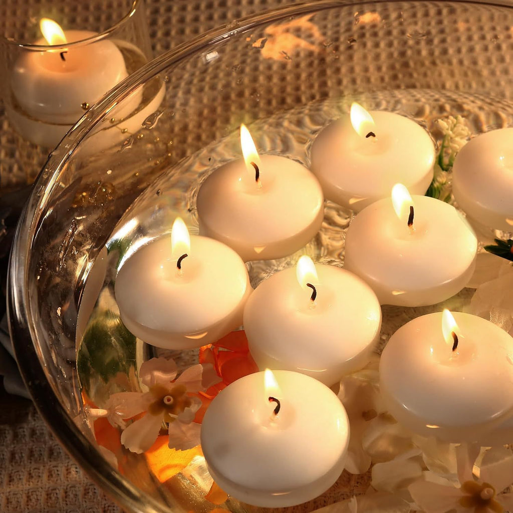 3 Inch White Floating Candles – Long Burning Dripless